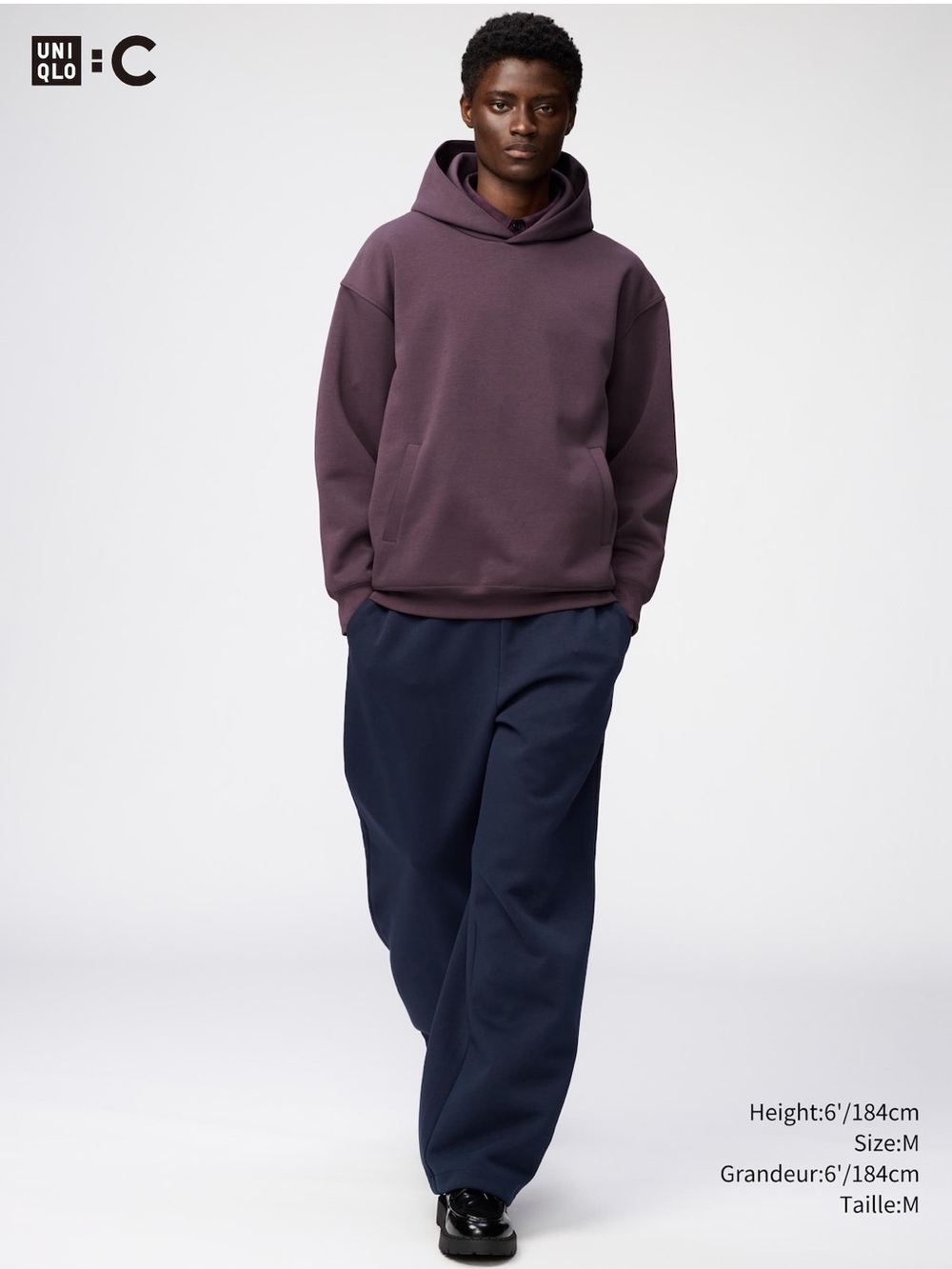 TWO PAIRS UNIQLO: C wide leg sweatpants L Long navy, black